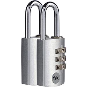 Yale YE3CB/28/126/2/CO - Lucchetto a combinazione in alluminio YE3CB/28 28 mmargento: corpo compatto con arco in acciaio e codice a 3 cifre regolabile testato anticorrosione per uso interno