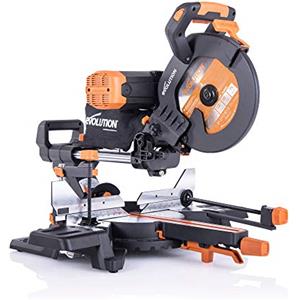 Evolution Power Tools Evolution Elektrowerkzeuge R255SMS-DB+ - Troncatrice multiuso con doppia inclinazione e pacchetto Plus, 255 mm