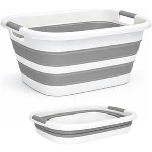 Edihome, Bacinella Pieghevole 26 L - Bacinella Bucato e Organizer Lavanderia Compatta - Cesto Portabiancheria Salvaspazio per Casa e Lavanderia (Grigio)