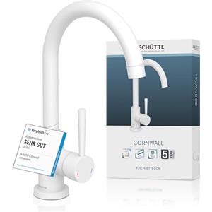 SCHÜTTE 79161 CORNWALL - Rubinetto da cucina girevole a 360 gradi, miscelatore per lavello con miscelatore monocomando, colore: Bianco