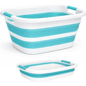 Edihome, Bacinella Pieghevole 26 L - Bacinella Bucato e Organizer Lavanderia Compatta - Cesto Portabiancheria Salvaspazio per Casa e Lavanderia (Turchese)