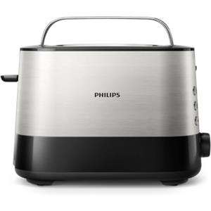 Philips Viva Collection Tostapane 2 Fette, 7 Impostazioni, 950W, Inox/Nero