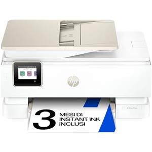 HP Envy Photo 7930 B63K5B, Stampante Multifunzione a Getto d'Inchiostro A4 a Colori, Foto, Fronte/Retro Automatico, 22 ppm, app, 3 Mesi di Inchiostro Instant Ink Inclusi, Bianca
