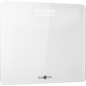 RunStar Bilancia pesapersone digitale da 250kg per il peso corporeo con piattaforma ultra ampia e ampio display LCD, Bilancia ad alta precisione con capacità extra elevata-Bianco
