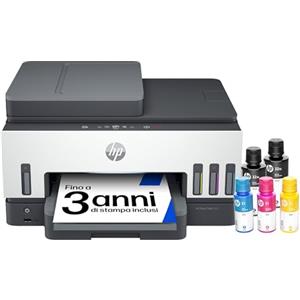 HP Smart Tank 7605 28C02A, Stampante Multifunzione a Colori, Serbatoio d'Inchiostro ad Alto Volume di Stampa, Fino a 12000 Pagine (Nero) e 8000 Pagine (Colore), F/R Automatica, Wi-Fi, Grigia