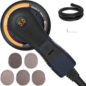 MAXXT Levigatrice orbitale senza brushless da 5,0 mm, 230 V, con cablaggio triangolare, versatile smerigliatrice elettrica con velocità variabile e 10 dischi abrasivi, cablata