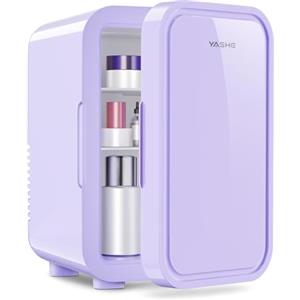 YASHE Mini frigo da 6 litri/8 lattine 220-240 V AC/DC, refrigeratore termoelettrico portatile, frigoriferi, camera da letto, cura della pelle, bevande, ufficio, dormitorio e auto, viola