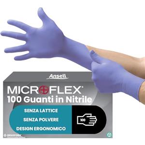 Ansell Microflex 93-843 Guanti Nitrile Multiuso, Senza Lattice, Senza Polvere, Usa e Getta Viola, Taglia L (100 Pezzi)