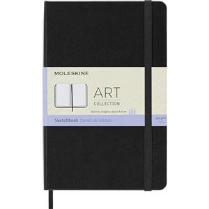 Moleskine Art Sketchbook, Album da Disegno per Schizzi, Carta Adatta per Matite, Pastelli, Penne Stilografiche e Pennarelli, Copertina Rigida, Colore Nero, Formato Medio 11,5 x 18 cm, 88 Pagine
