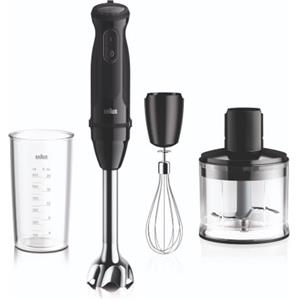 Braun MultiQuick 5 - Minipimer con 21 Velocità Variabili, 750W, Nero | Frullatore a Immersione, Asta in Acciaio Inox, Sistema EasyClick Plus, Frusta, Tritatutto 350ml, Bicchiere 600ml, MQ50246BK