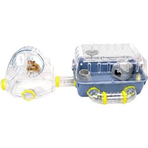 Ferplast Gabbia per criceti Combi 2, Casetta per Piccoli roditori, Robusta plastica, Tetto con griglia apribile, Tubi Area Palestra e Accessori Inclusi, 79,5 x 29,5 x h 26,3 cm Blu