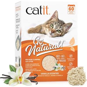 Catit Go Natural, lettiera agglomerante per gatti con profumo di vaniglia, da baccelli di pisello naturali, 99,9% senza polvere, forte controllo degli odori, facile da rimuovere, 5,6 kg
