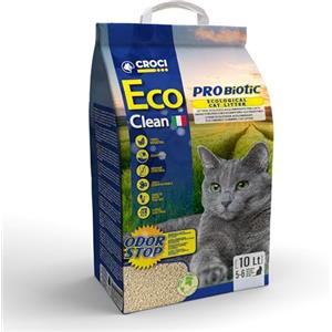 Croci Eco Clean Probiotic Lettiera 10 L - Lettiera Agglomerante per Gatti con probiotici antiodore, Biodegradabile, si getta nel WC, 100% vegetale