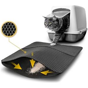 lionto Tappetino Lettiera Gatto con Rivestimento Antiscivolo, 61x38cm, Nero