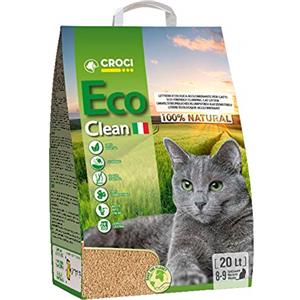 Croci Lettiera Eco Clean 20 L - Lettiera Gatti agglomerante, Biodegradabile si getta nel WC, 100% vegetale, Sabbia Antiodore di lunga durata