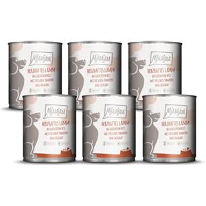 MjAMjAM - cibo umido premium per cani - sostanzioso agnello su riso bollito con pomodori freschi, confezione da 6 (6 x 800 g), naturale con carne extra