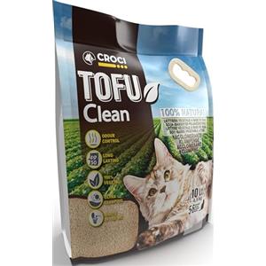 Croci Lettiera Tofu Clean 10L - Lettiera Gatti agglomerante, Biodegradabile si getta nel WC, 100% vegetale, Sabbia Antiodore di lunga durata