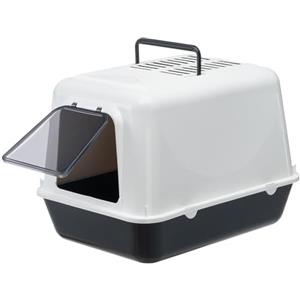 Ferplast Lettiera Gatto Chiusa, Toilette per Gatti Coperta, 2 Filtri al Carbone Attivo Antiodore Inclusi, Porta Battente Oscurata, 39,5 x 52,5 x h 38 cm, CLEAR CAT 20 Lettiera Gatto Grande, Nero