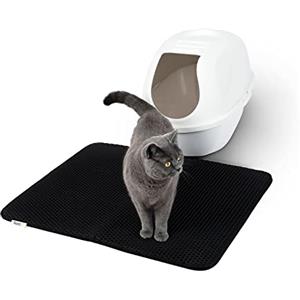 lionto Tappetino Lettiera Gatto con Rivestimento Antiscivolo, 76x61cm, Nero