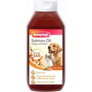 Beaphar Olio di Salmone, Integratore Ricco di Acidi Grassi, con Omega 3 e Omega 6, Stimlola l'Appetito e le Funzioni Immunitarie, da Pesca Sostenibile, per Cani e Gatti, 940 ml