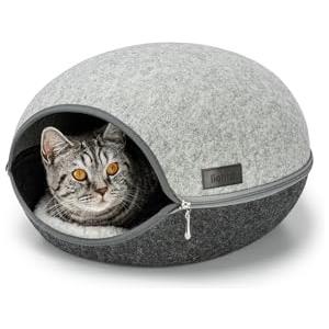 lionto Grotta Gatto con Cuscino, Cuccia Gatto, 46 x 38 x 24 cm, Grigio