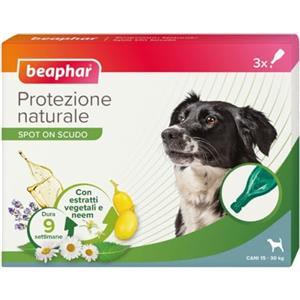 Beaphar Protezione Naturale, Spot-On Scudo per Cane Medio, con Olio di Neem e Piretro Vegetale, 9 Settimane di Protezione, 3 Pipette da 2 ml
