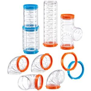 Ferplast Set Tubi Criceto, Accessorio Gabbia per Criceti, Totale 9 pezzi, Tunnel Criceto Trasparenti con Fori di Aerazione, Curve e Raccordi Inclusi, KIT TUBE CURVE, Giochi per Criceti