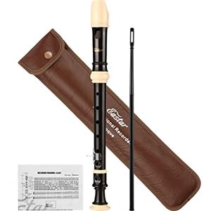 Eastar Flauto Dolce Soprano Barocco Marrone, 3 Pezzi in ABS, Chiave di Do con Kit Pulizia e Custodia in Pelle, ERS-21BB