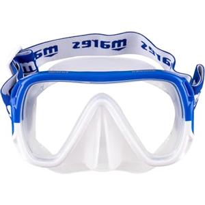 Mares Keewee - Maschera subacquea per adulti in silicone morbido, lente singola grandangolare, cinghia in tessuto e supporto boccaglio integrato