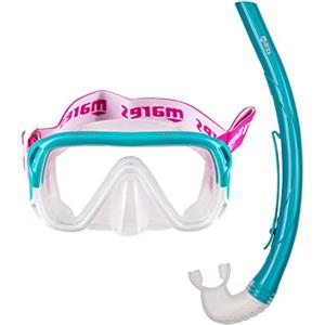 Mares Combo Keewee Junior - Set maschera e boccaglio bambini 8-14 anni, maschera a lente singola in silicone, boccaglio ergonomico con bocchino morbido
