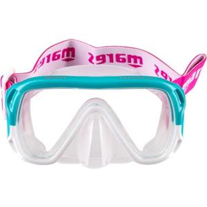 Mares Keewee Jr - Maschera subacquea per bambini in silicone, lente singola temperata, ampia visione e cinghia in tessuto con supporto per boccaglio
