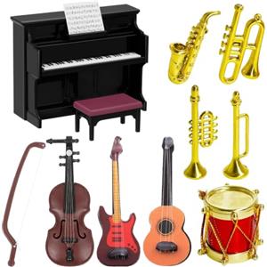 Auzlya Accessori in miniatura, 12 strumenti in miniatura, set per casa delle bambole in miniatura