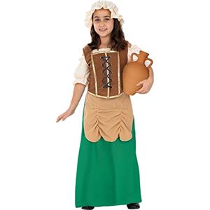 Funidelia | Costume da locandiera medievale per bambina Medievale, Medioevo, Contadino, Locandiera - Costume per bambini e accessori per Feste, Carnevale e Halloween - Marroni