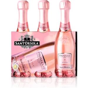 Sant'Orsola - Prosecco D.O.C. Rosè Millesimato Extra Dry, Mini Bottiglie da Uve Glera e Pinot Nero, 3x200 ml