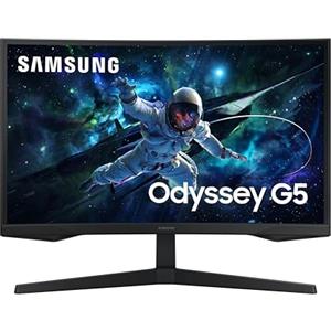 Samsung Monitor Gaming Odyssey G5 (S27CG554), Curvo (1000R), 27", 2560x1440 (WQHD 2K), HDR10, VA, 165 Hz, 1 ms (MPRT), FreeSync, HDMI, Display Port, Ingresso Audio, Flicker Free, Eye Saver Mode