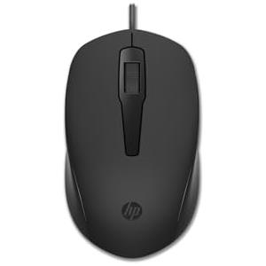 HP 150 Wired Mouse, Cablato, Collegamento USB-A, Sensore Ottico da 1600 DPI, 3 Pulsanti e Rotella di Scorrimento a Doppia Funzione, Impugnatura Egonomica e Funzionale, Nero