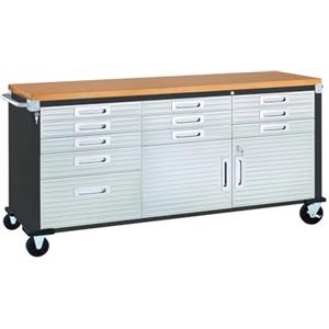 Seville Classics UltraHD® il banco da lavoro mobile con 11 cassetti , para garaje, oficina, 182,9 x 50,8 x 95,2 cm, Grafite