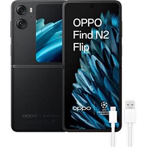 OPPO Find N2 Flip, telefonino pieghevole 8 GB+256 GB, fotocamera 50+8 MP, schermo esterno grande, batteria 4300 mAh, ricarica rapida SuperVOOC 44 W, Dual Nano SIM - Nero