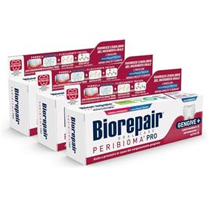 Biorepair, Dentifricio Peribioma, Pro Gengive+, 3 Confezioni da 75 ml