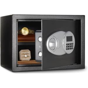 Amazon Basics Cassaforte in Serratura con tastiera digitale, 14 litri, 35 x 25 x 25 cm (larghezza x profondità x altezza), per custodire denaro, contanti, gioielli, documenti, Nero