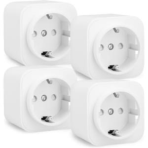 Amazon Basics Presa Smart, Compatibile Matter, Compatibile con Amazon Alexa, Google Home, Apple HomeKit, Richiede Matter Hub, Solo Wi-Fi a 2,4 GHz, Colore Bianco, Confezione da 4