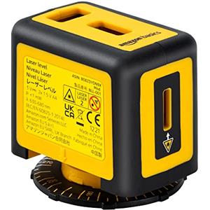 Amazon Basics Livella laser rotante a 360 gradi di classe II con due fiale con bolle retroilluminate extra-large, 3 m, Giallo/Nero