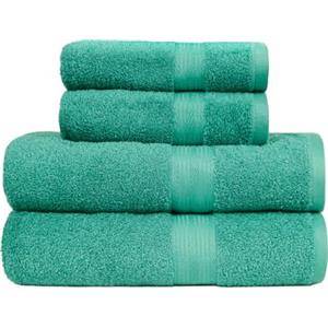 Amazon Basics Set Asciugamani Bagno Spugna 100% Cotone 2 Teli + 2 Asciugamani Viso, Verde Turchese, Confezione 4 Pezzi