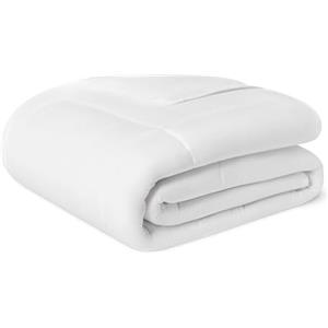Amazon Basics Piumino Matrimoniale 4 Stagioni 300 gsm - Trapunta ipoallergenica con Imbottitura Alternativa alla Piuma, 220 x 240 cm, Bianco