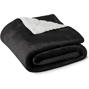 Amazon Basics Manta de Pelo Sherpa, 127 x 152 cm, Negro
