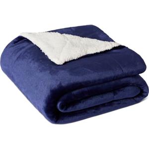 Amazon Basics Manta de Pelo Sherpa, 127 x 152 cm, Azul Marino