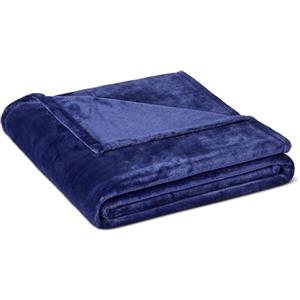 Amazon Basics Plaid da Divano, Coperta Plaid in Morbido e Soffice Pile, 127cm x 152cm, Blu Navy