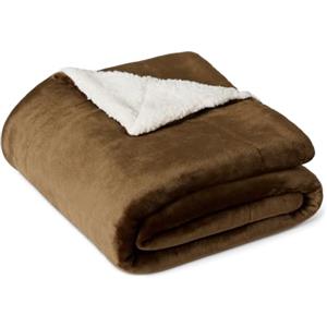 Amazon Basics Manta de Pelo Sherpa, 127 x 152 cm, Marrón