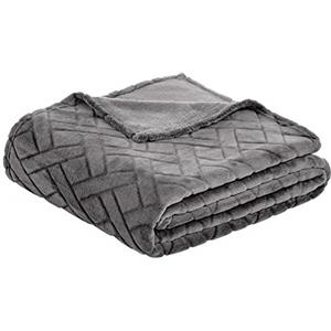 Amazon Basics Copriletto in pile con motivo a rilievo, grigio, 150 x 200 cm