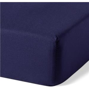 Amazon Basics Lenzuolo con angoli Matrimoniale grande in Cotone Biologico, 200 x 200 cm, Blu Navy